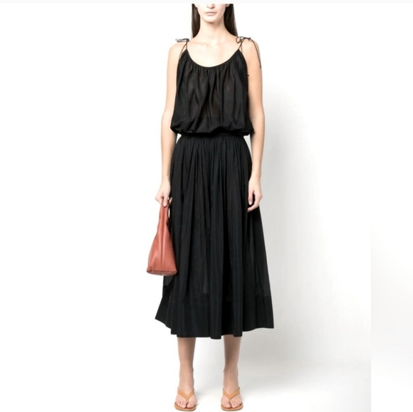 NWT Tory Burch Black Cotton Silk Bubble Hem Tank w/ Adjustable Straps - Picture 4 of 8